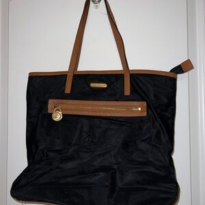 Michael Kors Black Tote with Brown Trim